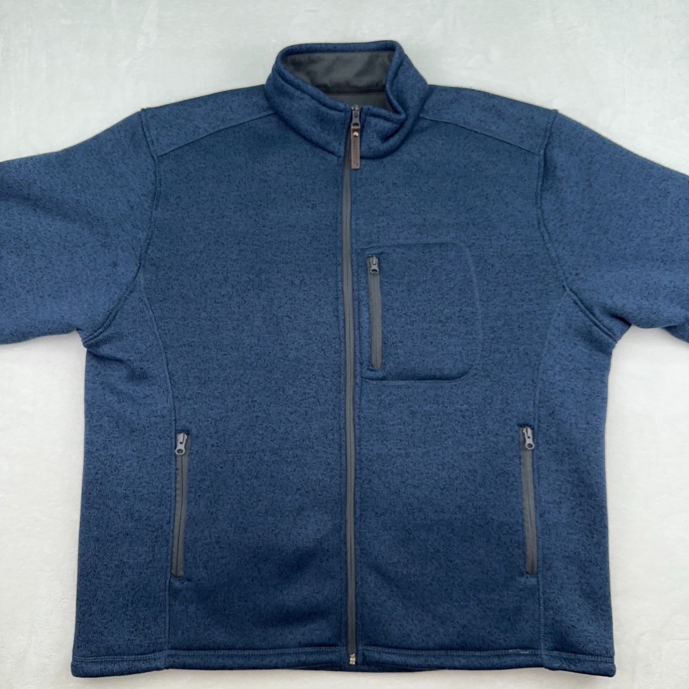 Smith's Workwear Mens XL Blue Full Zip Fleece Lined Jacket Cozy Winter Warm